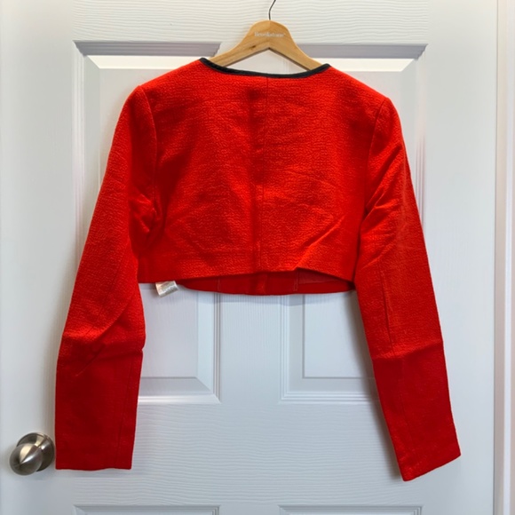 Anthropologie Red Maeve Cropped Shrunken Tweed Jacket Blazer - Picture 13 of 16